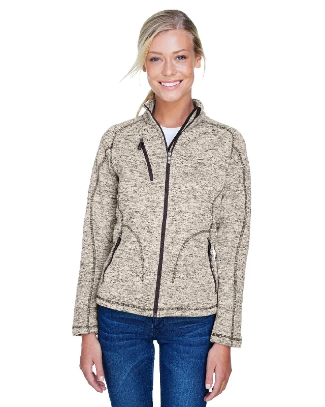 North End Sport Red Peak Ladies Sweater Fleece Jacket | Light Heather