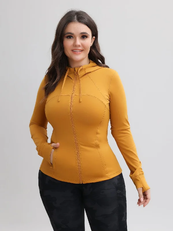 Zip-Up Stretch Sports Hoodie with Pockets