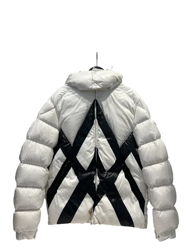 MONCLER/Puffer Coat/S/Nylon/WHT/BLACK STRIPE