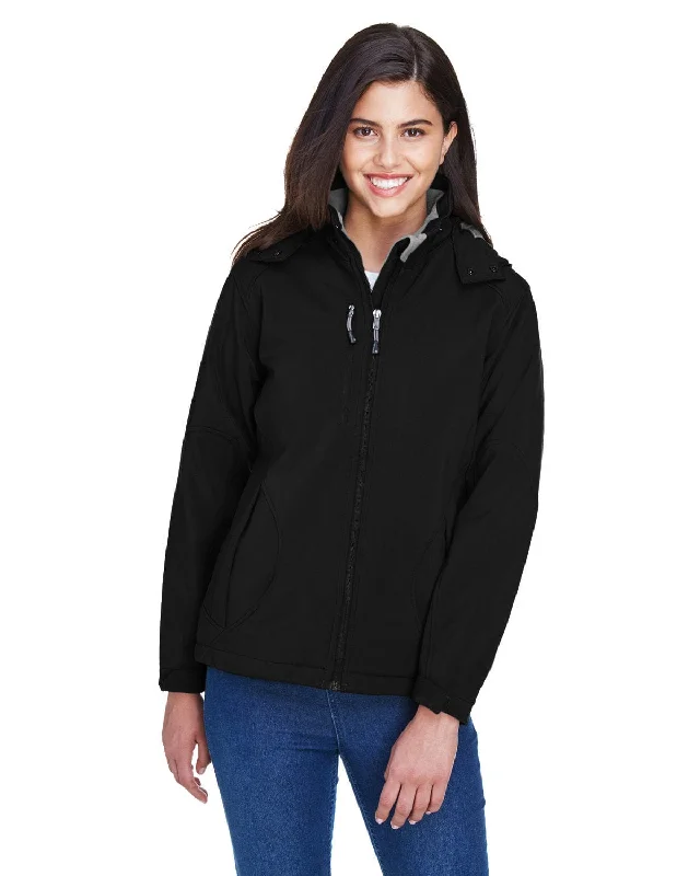 North End Glacier Ladies Insulated Soft Shell Jacket With Detachable Hood | Black
