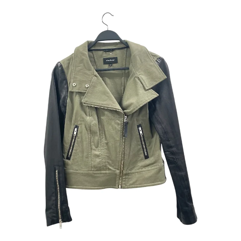 MACKAGE/Riders Jkt (S)/S/Leather/BLK/OLIVE GRN/BLK LAMBSKIN/ZIP