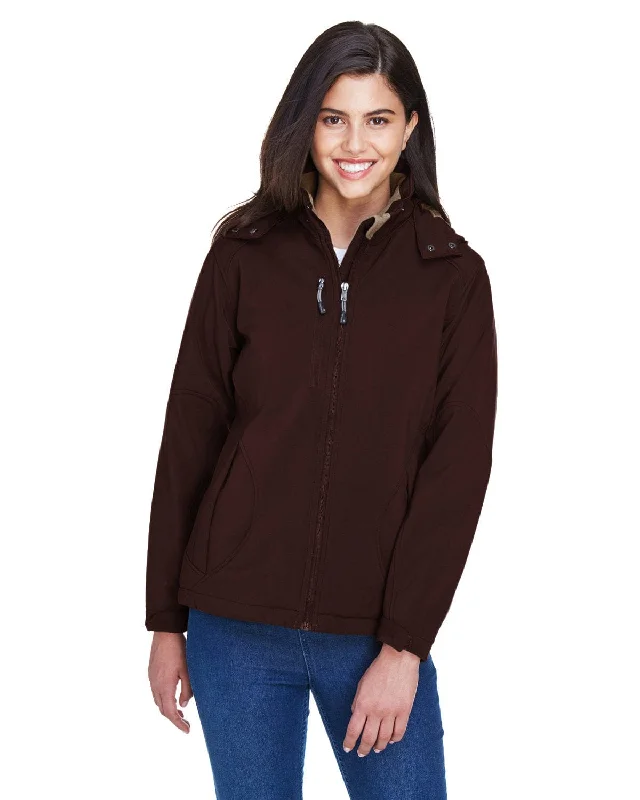 North End Glacier Ladies Insulated Soft Shell Jacket With Detachable Hood | Dark Chocolate