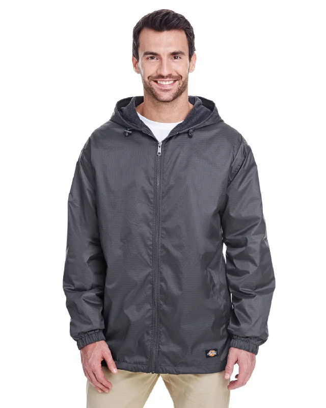 Dickies Fleece-Lined Hooded Nylon Jacket | Charcoal