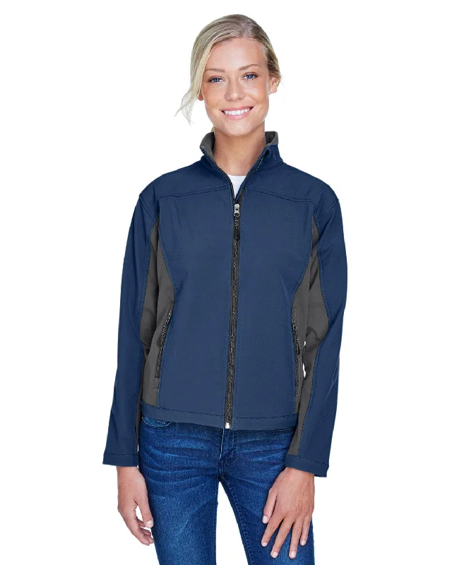 Devon & Jones Ladies Soft Shell Colorblock Jacket | Navy/ Dk Chrcoal