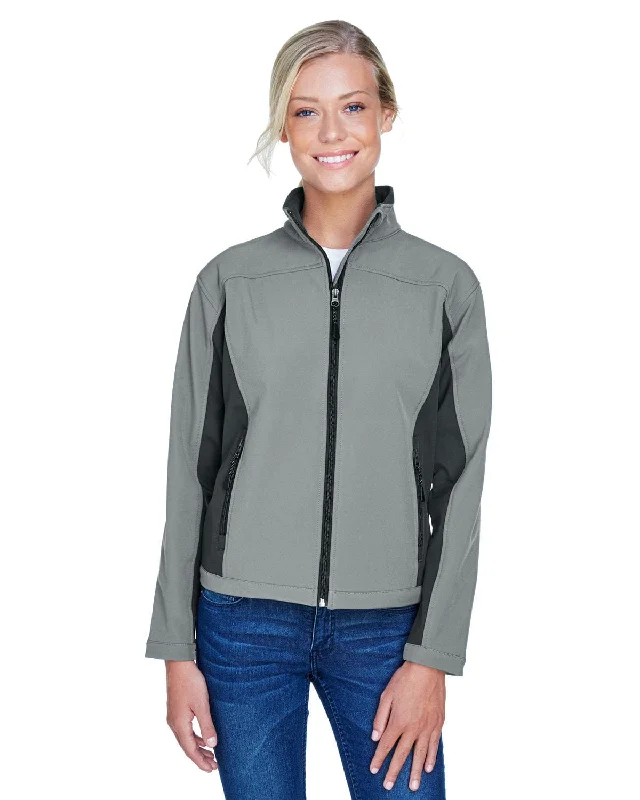 Devon & Jones Ladies Soft Shell Colorblock Jacket | Charcl/ Dk Chrcl
