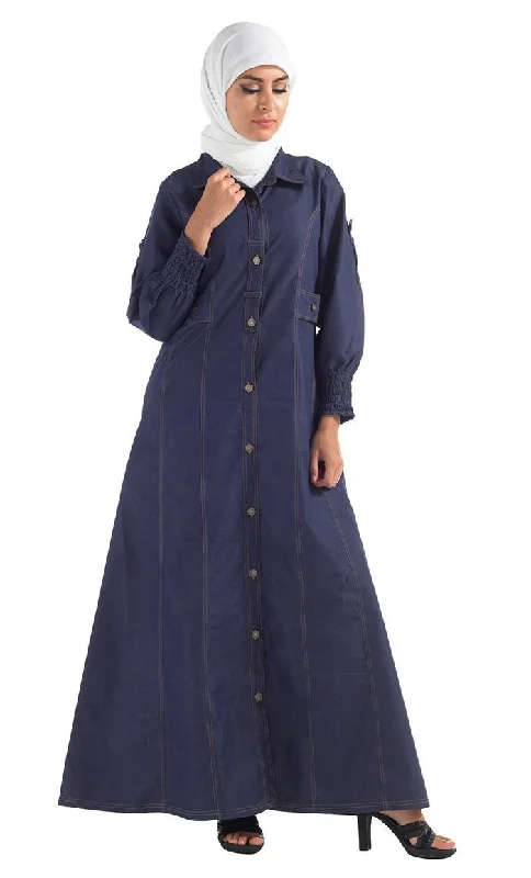 Button Down Denim Abaya/ Jilbab