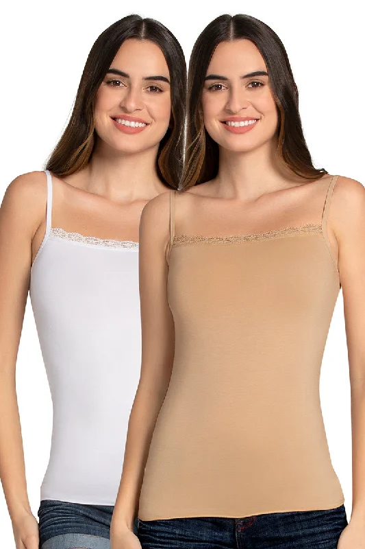 Modal Lace Camisole (Pack of 2) - Hazel._Wht