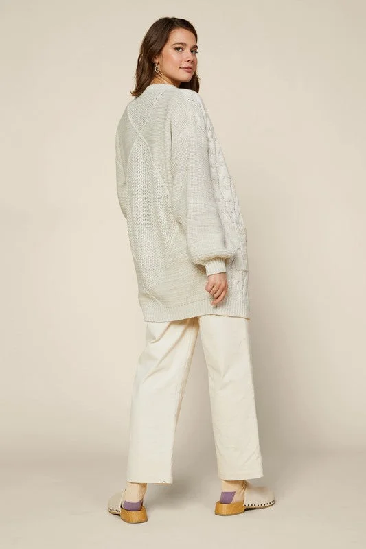 Triangle Back Cable Knit Cardigan