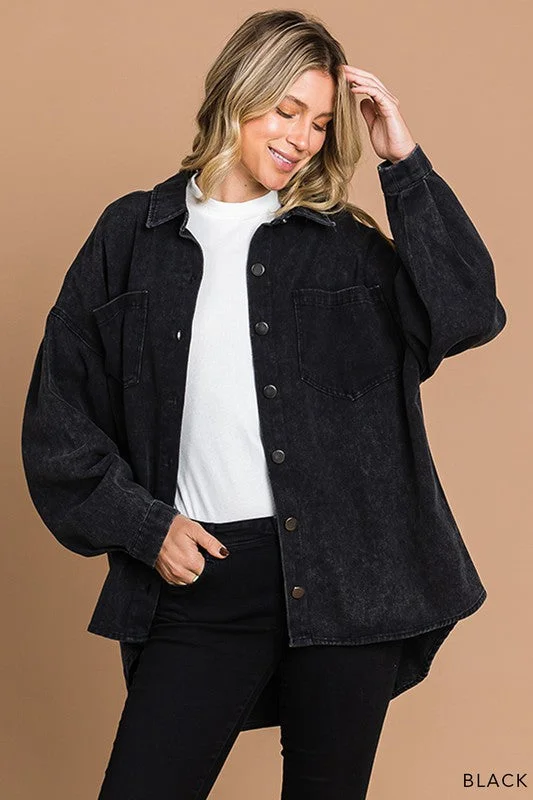 Vintage Black Oversized Denim Jacket