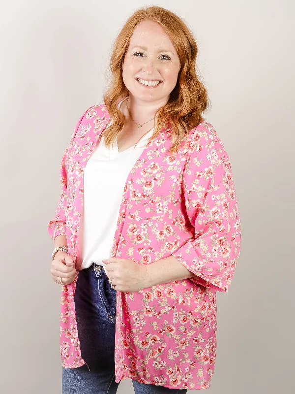 Hot Pink Floral Kimono