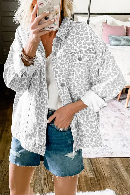 Leopard Fashionista Denim Jacket