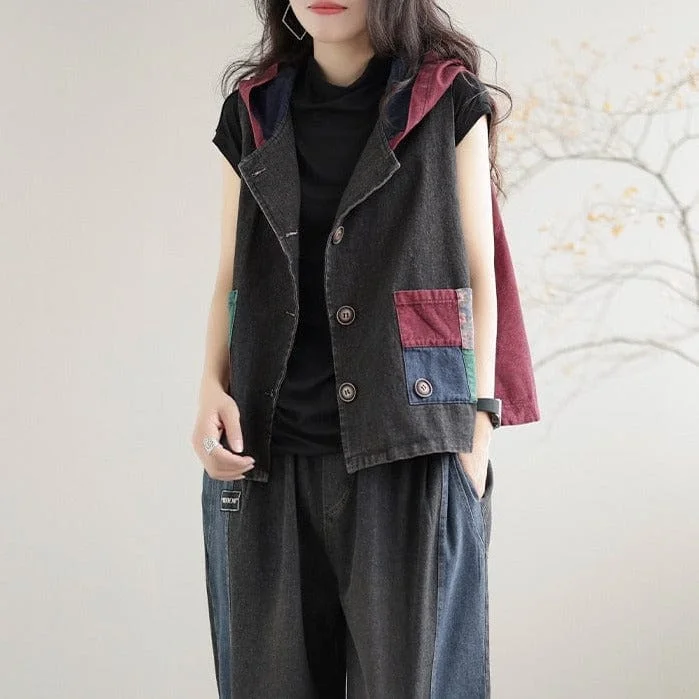 Patchwork Punk Denim Vest