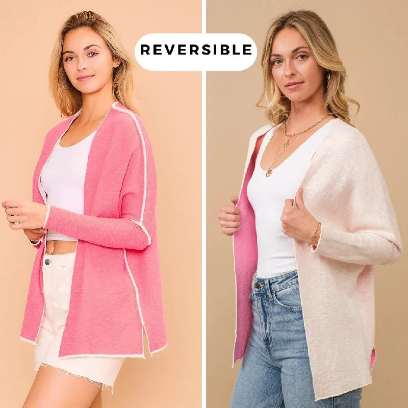 Reversible Pink Ivory Cardigan