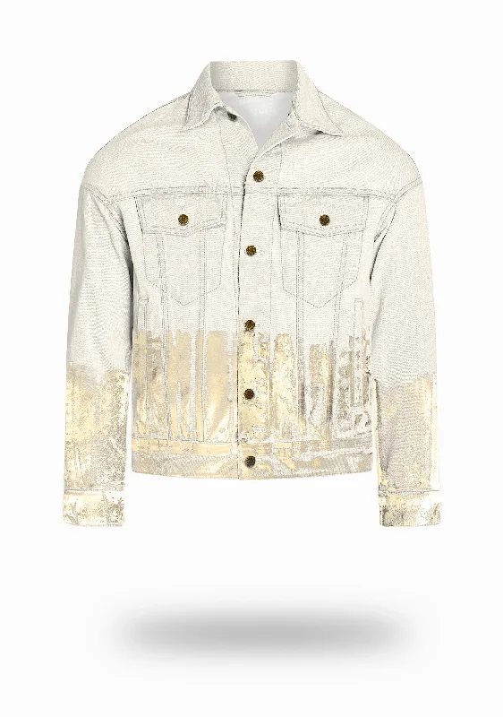 Shorter Off-White Denim Jacket with Champagne Gold Foil