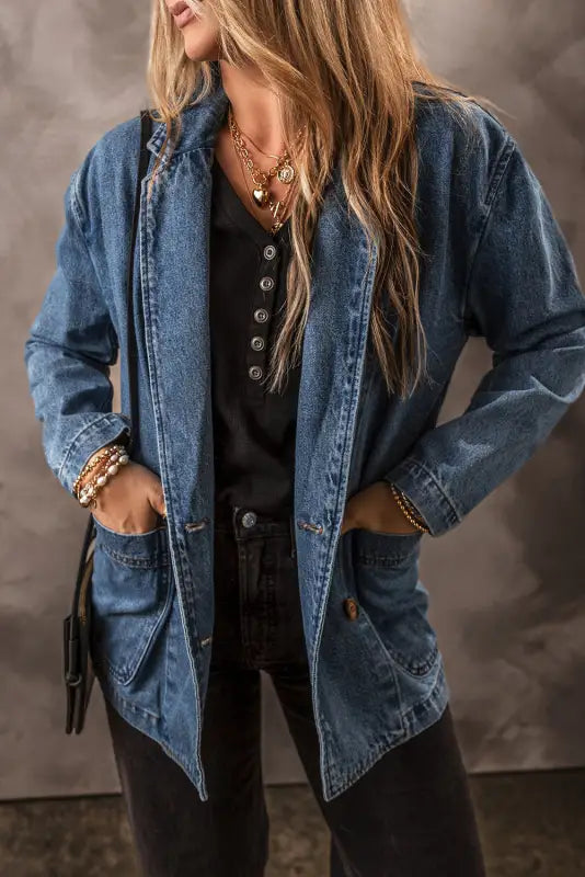 Urban Edge Lapel Denim Jacket