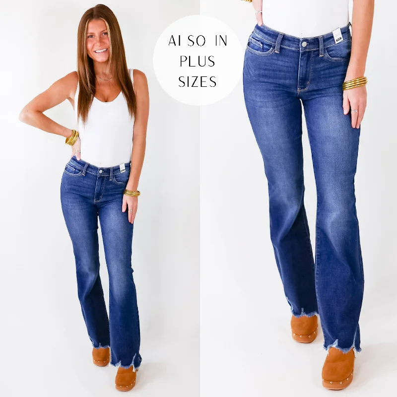 Last Chance Size 0, 22W & 24W | Judy Blue | Meet Your Destiny Distressed Hem Bootcut Jeans in Dark Wash Last Chance Size 0, 22W & 24W | Judy Blue | Meet Your Destiny Distressed Hem Bootcut Jeans in Dark Wash