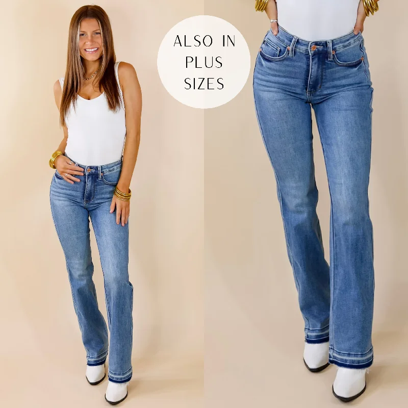 Last Chance Size 0 | Judy Blue | Easily Impressed Tummy Control Slim Boot Jeans with Release Hem in Medium Wash Last Chance Size 0 | Judy Blue | Easily Impressed Tummy Control Slim Boot Jeans with Release Hem in Medium Wash