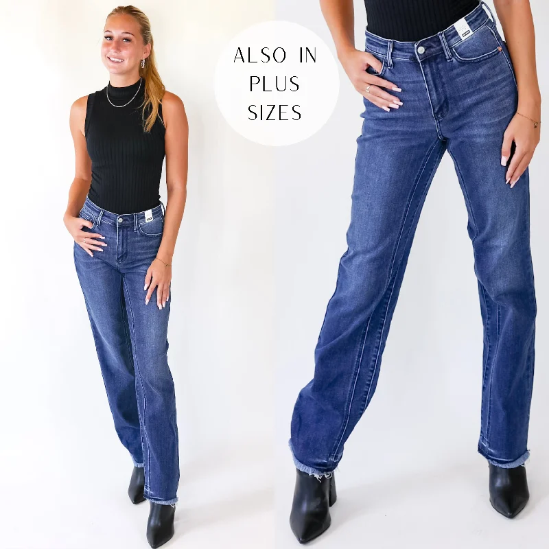 Last Chance Size 0, 1, 3, 5, 15, 20W, 22W & 24W | Judy Blue | First Thing Release Hem Straight Leg Jeans in Medium Wash Last Chance Size 0, 1, 3, 5, 15, 20W, 22W & 24W | Judy Blue | First Thing Release Hem Straight Leg Jeans in Medium Wash