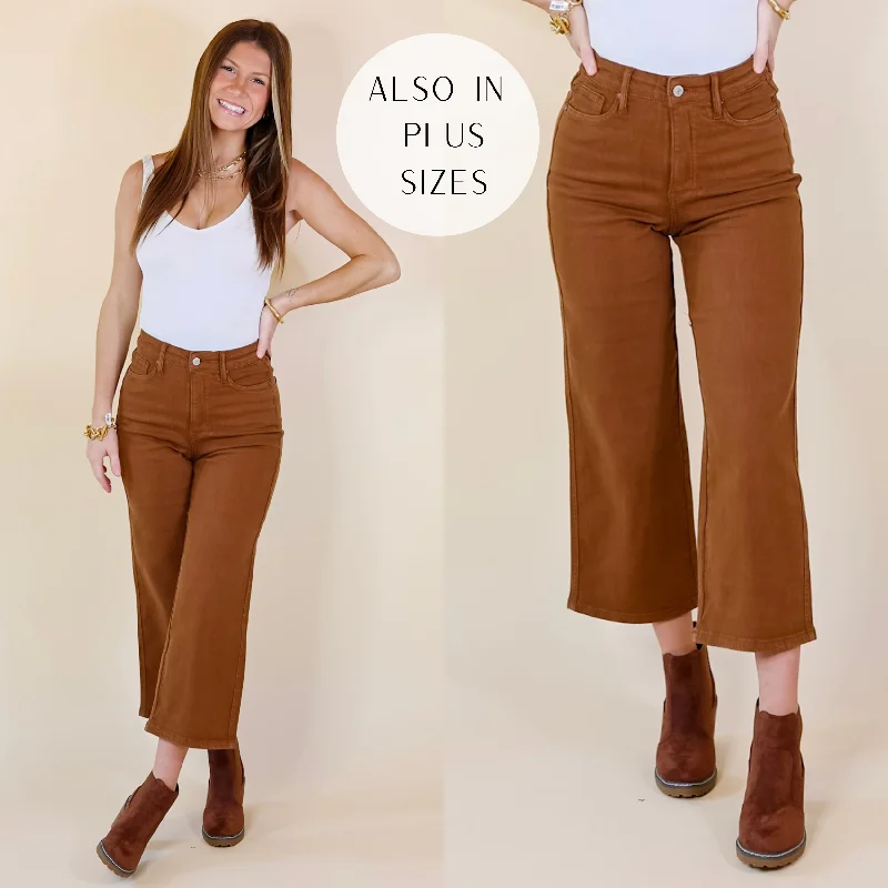 Judy Blue | Sign Me Up Tummy Control Cropped Wide Leg Jeans in Camel Brown (Lots of Sizes) Judy Blue | Sign Me Up Tummy Control Cropped Wide Leg Jeans in Camel Brown (Lots of Sizes)