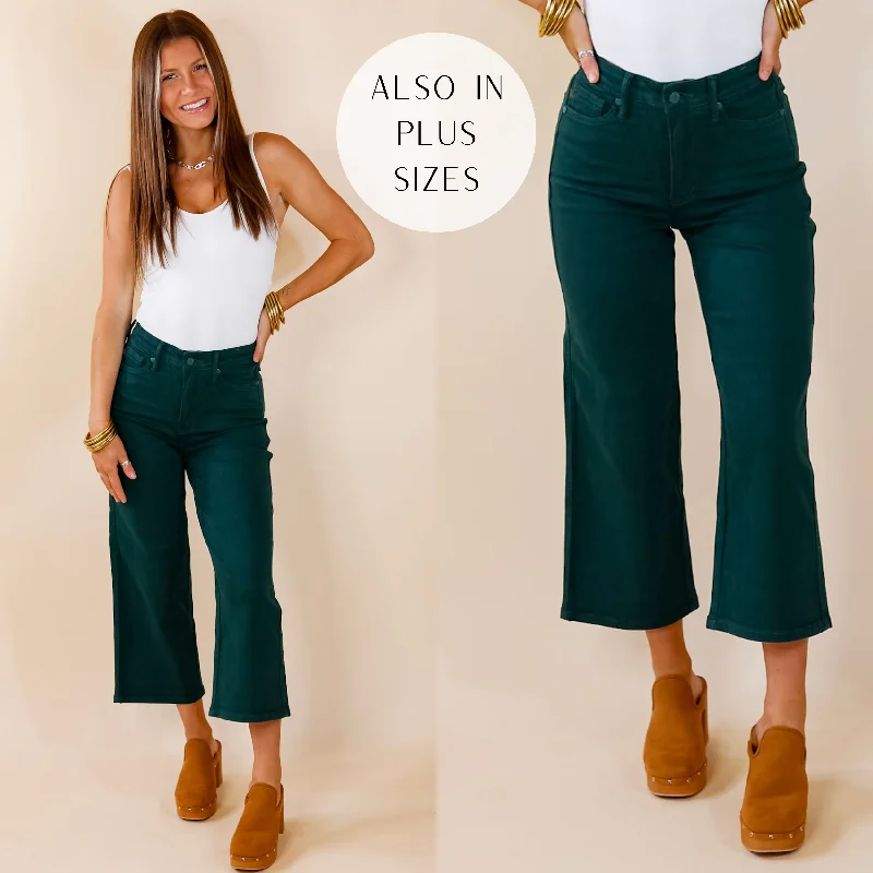 Last Chance Size 1 & 7 | Judy Blue | Sign Me Up Tummy Control Garment Dyed Cropped Jeans in Dark Green Last Chance Size 1 & 7 | Judy Blue | Sign Me Up Tummy Control Garment Dyed Cropped Jeans in Dark Green