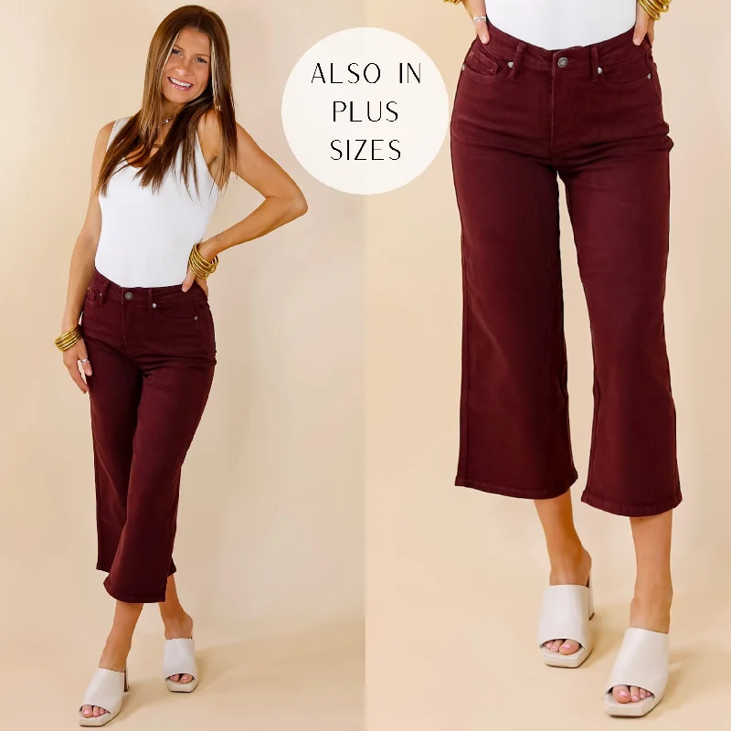 Last Chance Size 0, 1, 3, 15, 14W, 18W, 20W & 22W | Judy Blue | Sign Me Up Tummy Control Garment Dyed Cropped Jeans in Maroon Last Chance Size 0, 1, 3, 15, 14W, 18W, 20W & 22W | Judy Blue | Sign Me Up Tummy Control Garment Dyed Cropped Jeans in Maroon