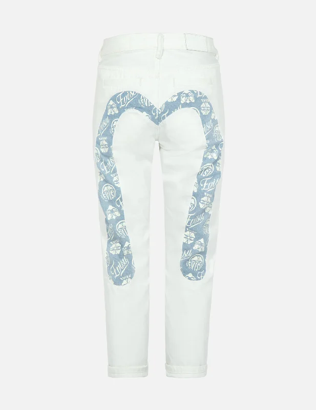 Kamon and Godhead-pattern Daicock Insert Relax-fit Jeans