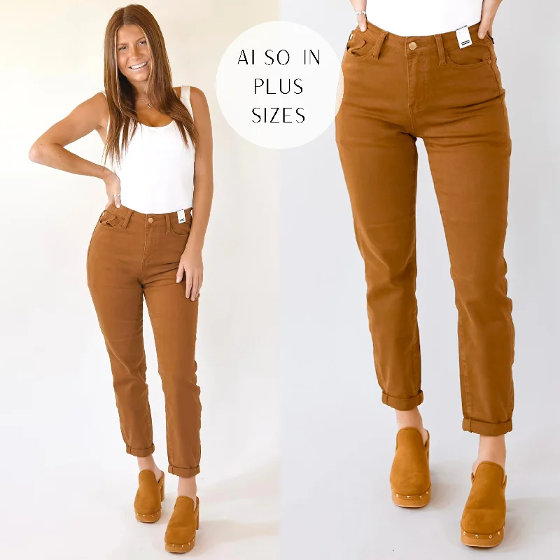 Last Chance Size 0, 1, 3, 15 & 22W | | Judy Blue | Celebrate Everyday Slim Fit Jeans with Cuffed Hem in Brown Last Chance Size 0, 1, 3, 15 & 22W | | Judy Blue | Celebrate Everyday Slim Fit Jeans with Cuffed Hem in Brown