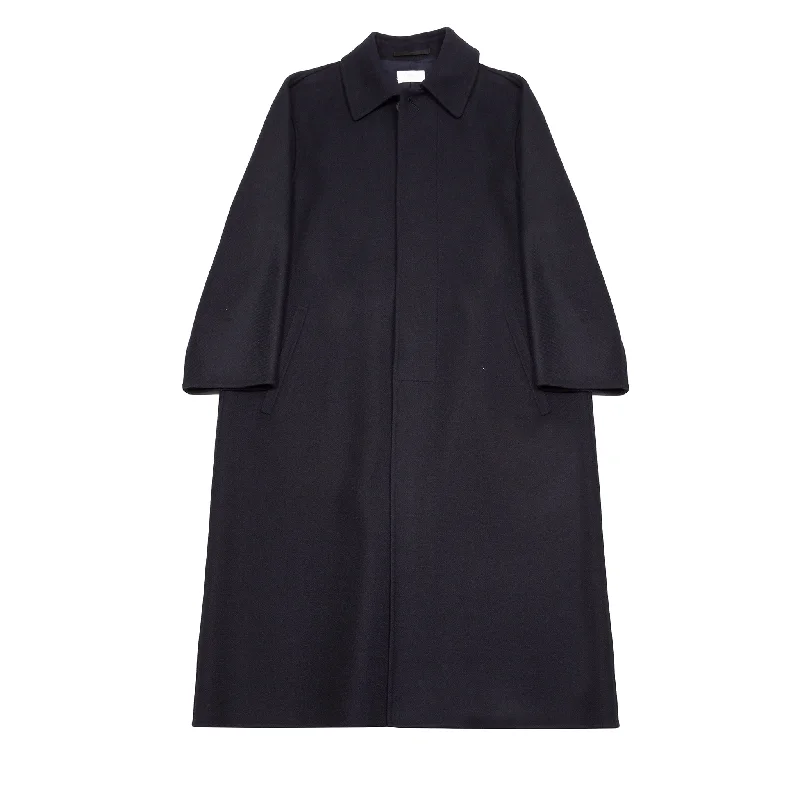Aton Balmacaan Coat in Navy
