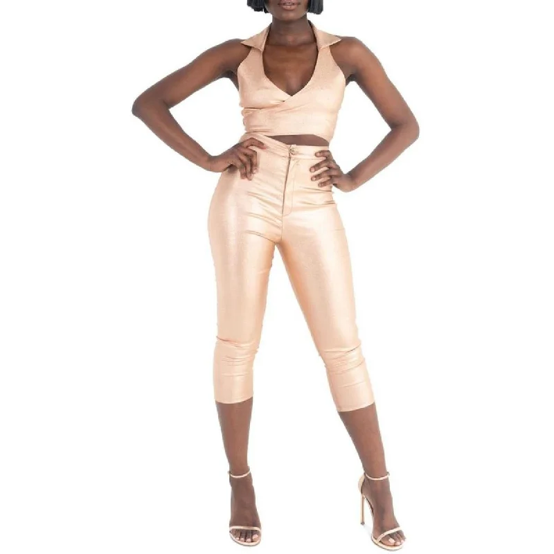 Grayscale Womens Metallic Cropped Vest