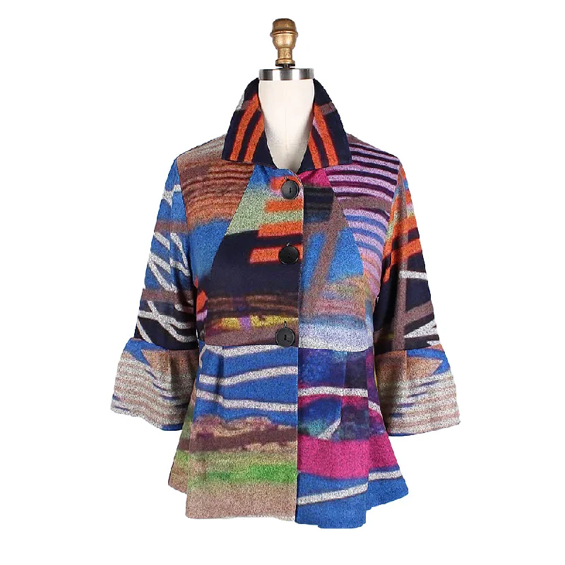 Damee Abstract Art-Print Sweater Knit Short Jacket - 4836 - Size S Only!