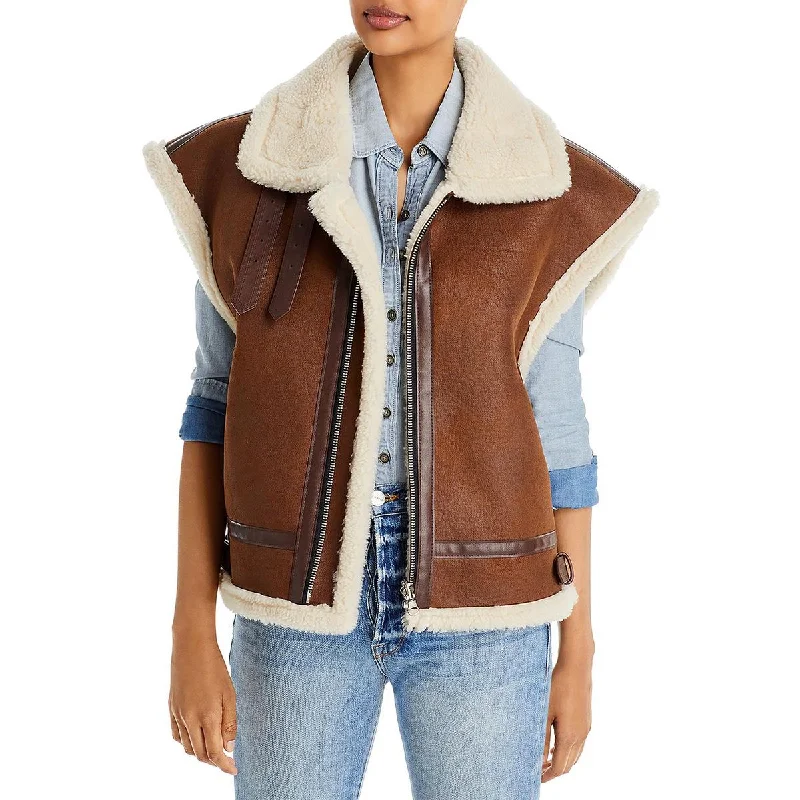 Moon River Womens Faux Shearling Oversized Vest