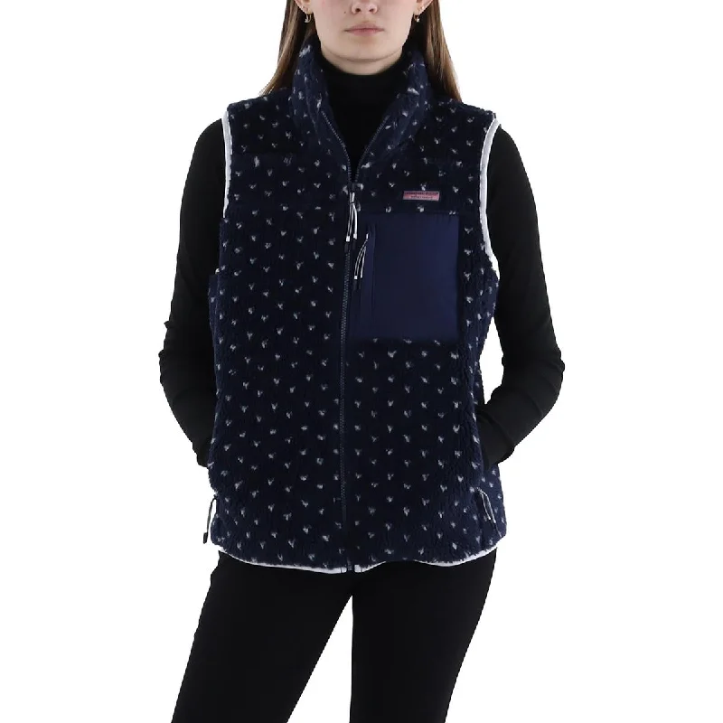 Vineyard Vines Womens Birdseye Supershep Sherpa Polka Dot Casual Vest